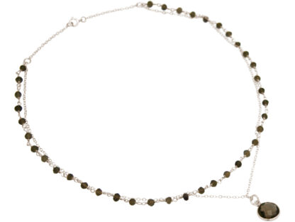 Collier-Duo 925 Silber mit Rauchquarzen