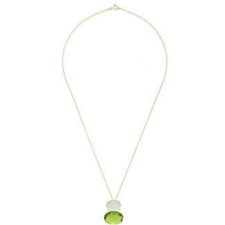 Collier 925 Silber/vergoldet mit Prasiolith und Peridot