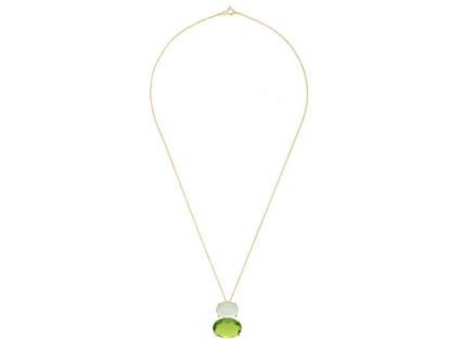 Collier 925 Silber/vergoldet mit Prasiolith und Peridot