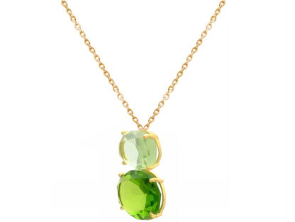 Collier 925 Silber/vergoldet mit Prasiolith und Peridot