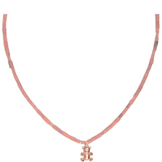 Collier "Gummibärchen" 925 Silber/rosévergoldet mit Achaten rosa