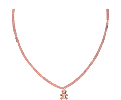 Collier "Gummibärchen" 925 Silber/rosévergoldet mit Achaten rosa