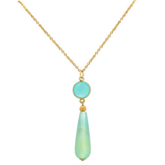 Collier 925 Silber/vergoldet mit Chalcedon und Opal