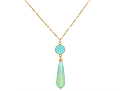 Collier 925 Silber/vergoldet mit Chalcedon und Opal