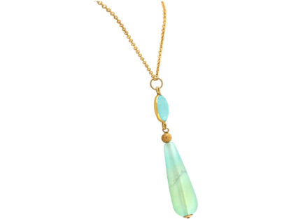 Collier 925 Silber/vergoldet mit Chalcedon und Opal