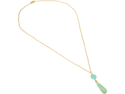 Collier 925 Silber/vergoldet mit Chalcedon und Opal