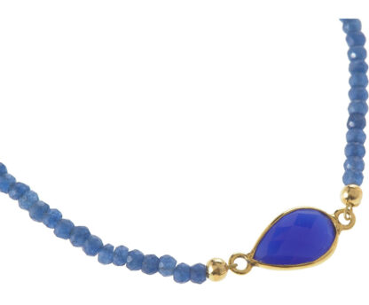 Armband 925 Silber/vergoldet mit Blue Saphiren Topfen- und Rondellform