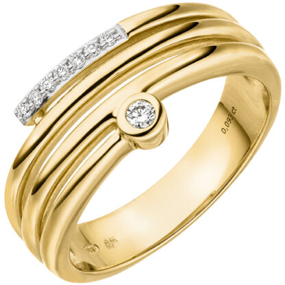 Ring 585 Gelbgold mehrreihig mit 8 Brillanten