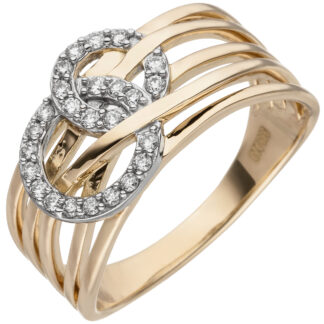 Ring mehrreihig 585 Gelbgold mit Brillanten 0,20 ct.