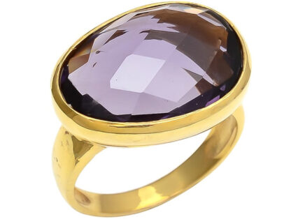 Ring 925 Silber/vergoldet mit Amethyst violett