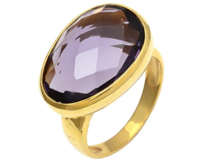 Ring 925 Silber/vergoldet mit Amethyst violett