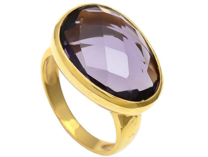 Ring 925 Silber/vergoldet mit Amethyst violett