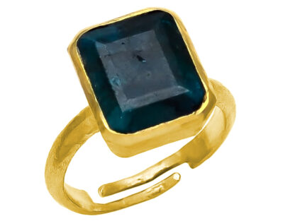 Ring 925 Silber/vergoldet mit Turmalin blau/grün