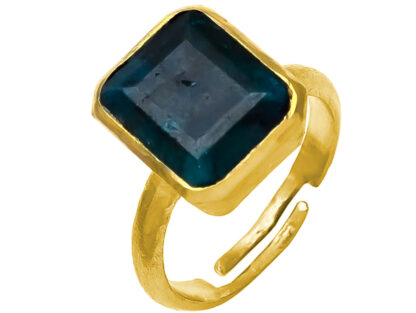 Ring 925 Silber/vergoldet mit Turmalin blau/grün