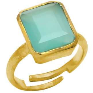 Ring 925 Silber/vergoldet mit Chalcedon seegrün