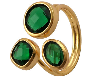 Ring 925 Silber/vergoldet mit 3 Turmalinen grün