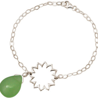 Armband "Blume" 925 Silber mit Chalcedon Tropfen grün