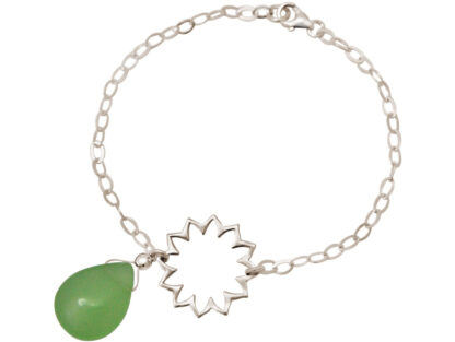 Armband "Blume" 925 Silber mit Chalcedon Tropfen grün