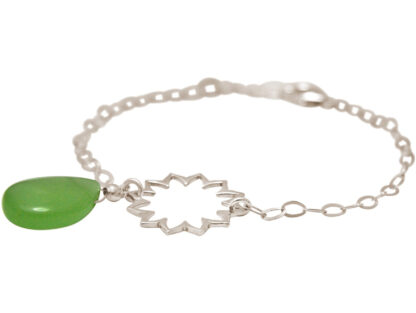 Armband "Blume" 925 Silber mit Chalcedon Tropfen grün