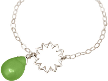 Armband "Blume" 925 Silber mit Chalcedon Tropfen grün