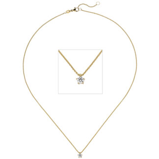 Collier mit Solitär-Anhänger 585 Gelbgold und Brillant 0,15 ct.