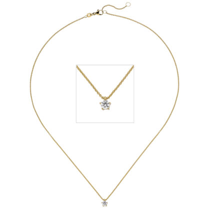 Collier mit Solitär-Anhänger 585 Gelbgold und Brillant 0,15 ct.