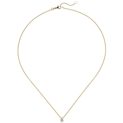 Collier mit Solitär-Anhänger 585 Gelbgold und Brillant 0,15 ct.