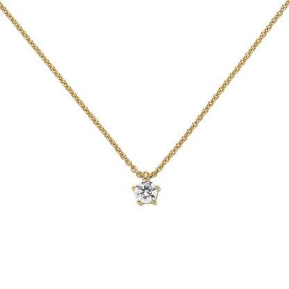 Collier mit Solitär-Anhänger 585 Gelbgold und Brillant 0,15 ct.