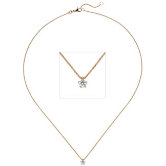 Collier mit Solitär-Anhänger 585 Rotgold und Brillant 0,15 ct.