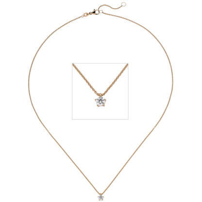 Collier mit Solitär-Anhänger 585 Rotgold und Brillant 0,15 ct.