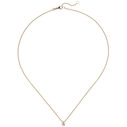 Collier mit Solitär-Anhänger 585 Rotgold und Brillant 0,15 ct.