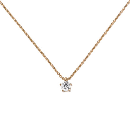 Collier mit Solitär-Anhänger 585 Rotgold und Brillant 0,15 ct.