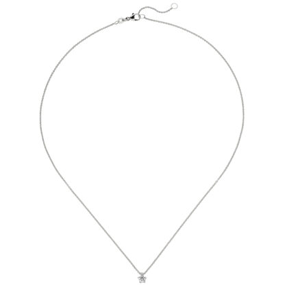 Collier mit Solitär-Anhänger 585 Weißgold und Brillant 0,15 ct.