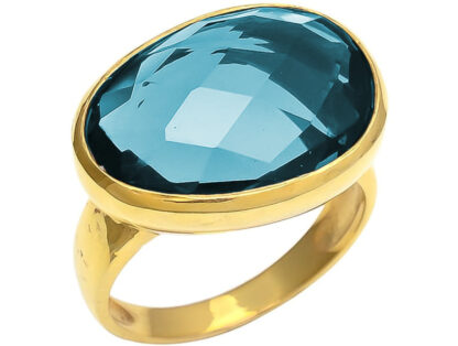 Ring 925 Silber/vergoldet mit Blautopas London Blue