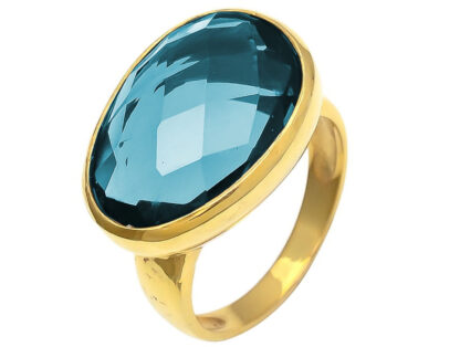 Ring 925 Silber/vergoldet mit Blautopas London Blue