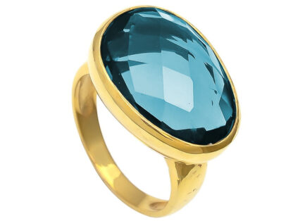 Ring 925 Silber/vergoldet mit Blautopas London Blue