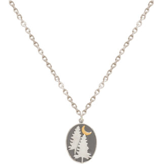 Collier "Tannen und Mondsichel" 925 Silber/teilvergoldet