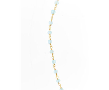 Halskette 925 Silber/vergoldet mit Chalcedonen und Bergkristall