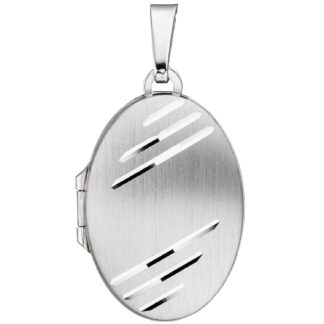 Medaillon oval 925 Silber/teilmattiert mit Dekor