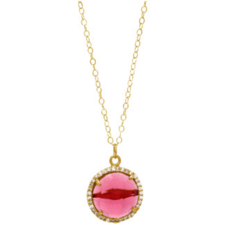 Collier 925 Silber/vergoldet mit Turmalin pink