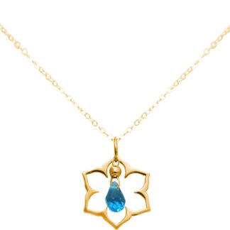 Collier "Blume" 925 Silber/vergoldet mit Blautopas Tropfen