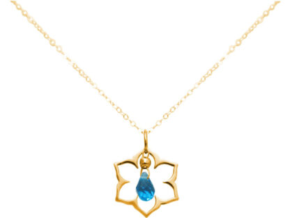 Collier "Blume" 925 Silber/vergoldet mit Blautopas Tropfen