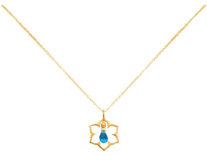 Collier "Blume" 925 Silber/vergoldet mit Blautopas Tropfen