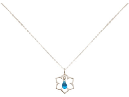 Collier "Blume" 925 Silber mit Blautopas Tropfen