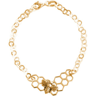 Armband “Biene mit Wabe” 925 Silber/vergoldet