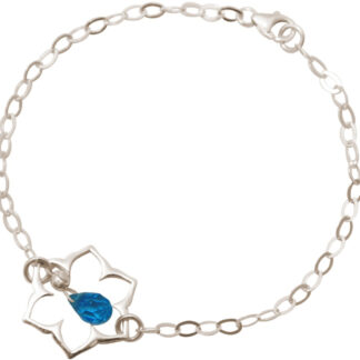 Armband "Blume" 925 Silber mit Blautopas-Tropfen