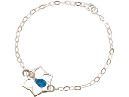 Armband "Blume" 925 Silber mit Blautopas-Tropfen