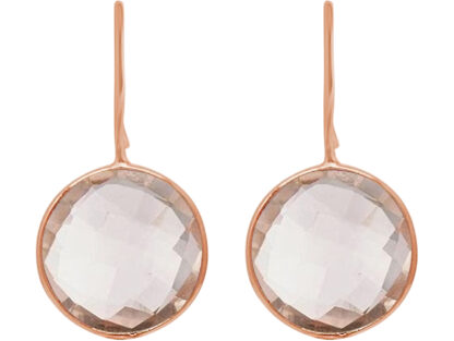 Ohrhaken 925 Silber/rosévergoldet mit 2 Rosenquarzen rund