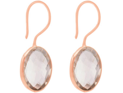 Ohrhaken 925 Silber/rosévergoldet mit 2 Rosenquarzen rund