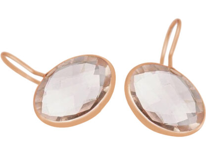 Ohrhaken 925 Silber/rosévergoldet mit 2 Rosenquarzen rund